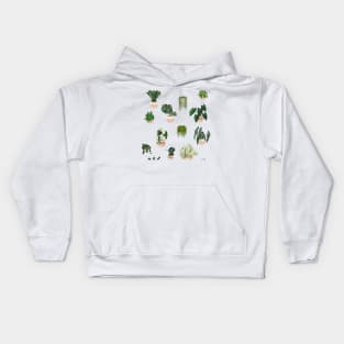 Trendy Plant Art, House Plants Pattern 2 Kids Hoodie